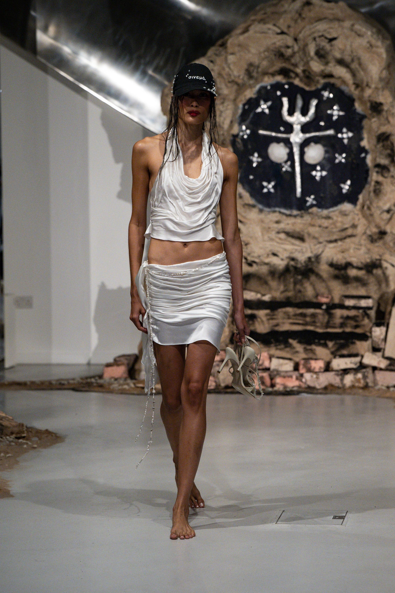 Lunar Draped Silk Halterneck Top