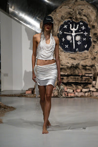 Lunar Draped Silk Halterneck Top